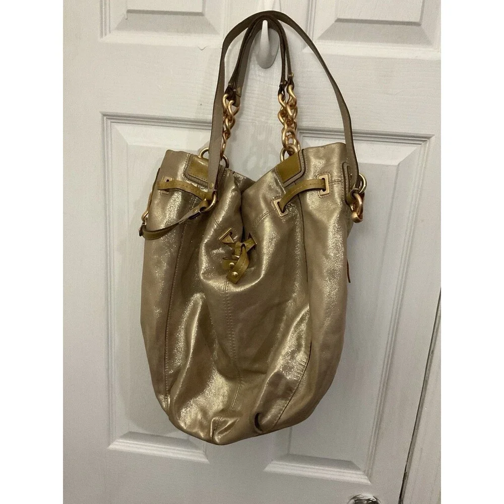 Coach Metallic Gold Leather Tote Bag - Picture 1 of 12
